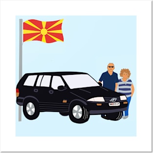 Custom parents with a car Posters and Art